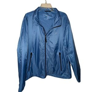 Calvin Klein Mens Blue Packable Windbreaker Jacket Water Repellent Full‎ Zip XL